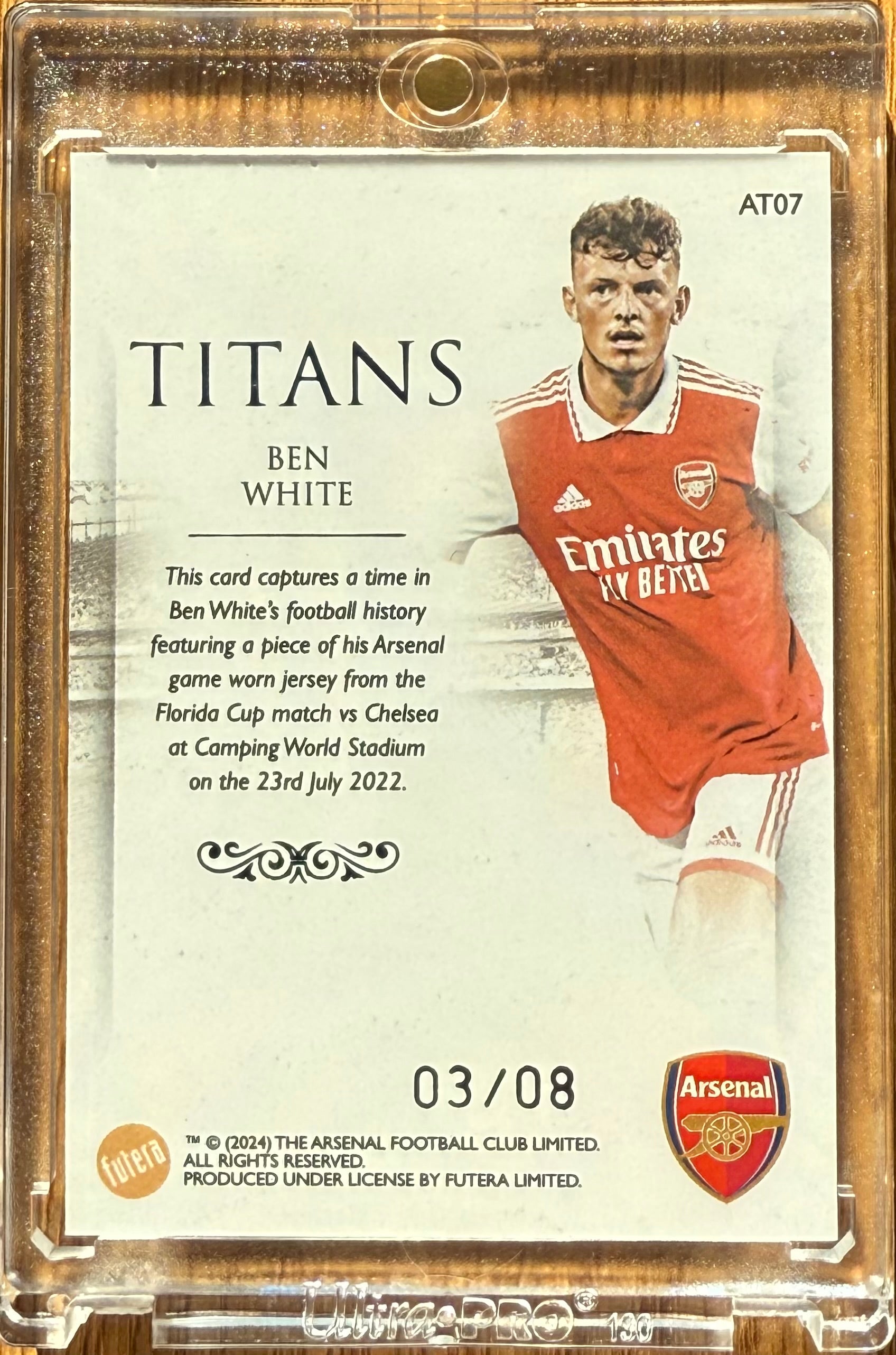 Ben White – Titans Game Used Memorabilia – 03/08 – Arsenal FC