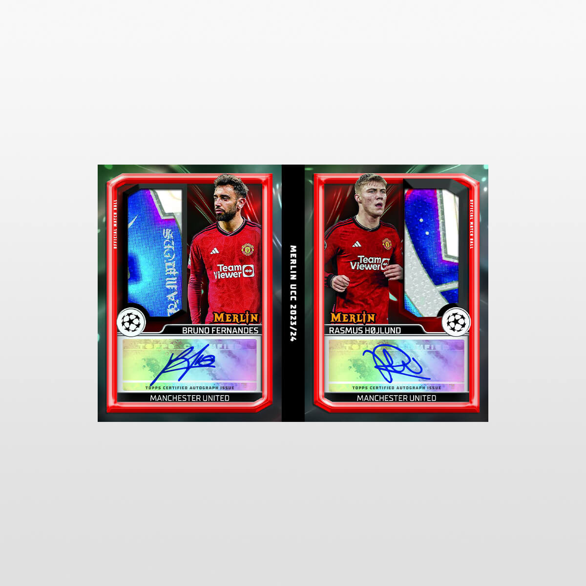 2023-24 Topps Merlin UEFA Club Competitions Fernandes og Højlund