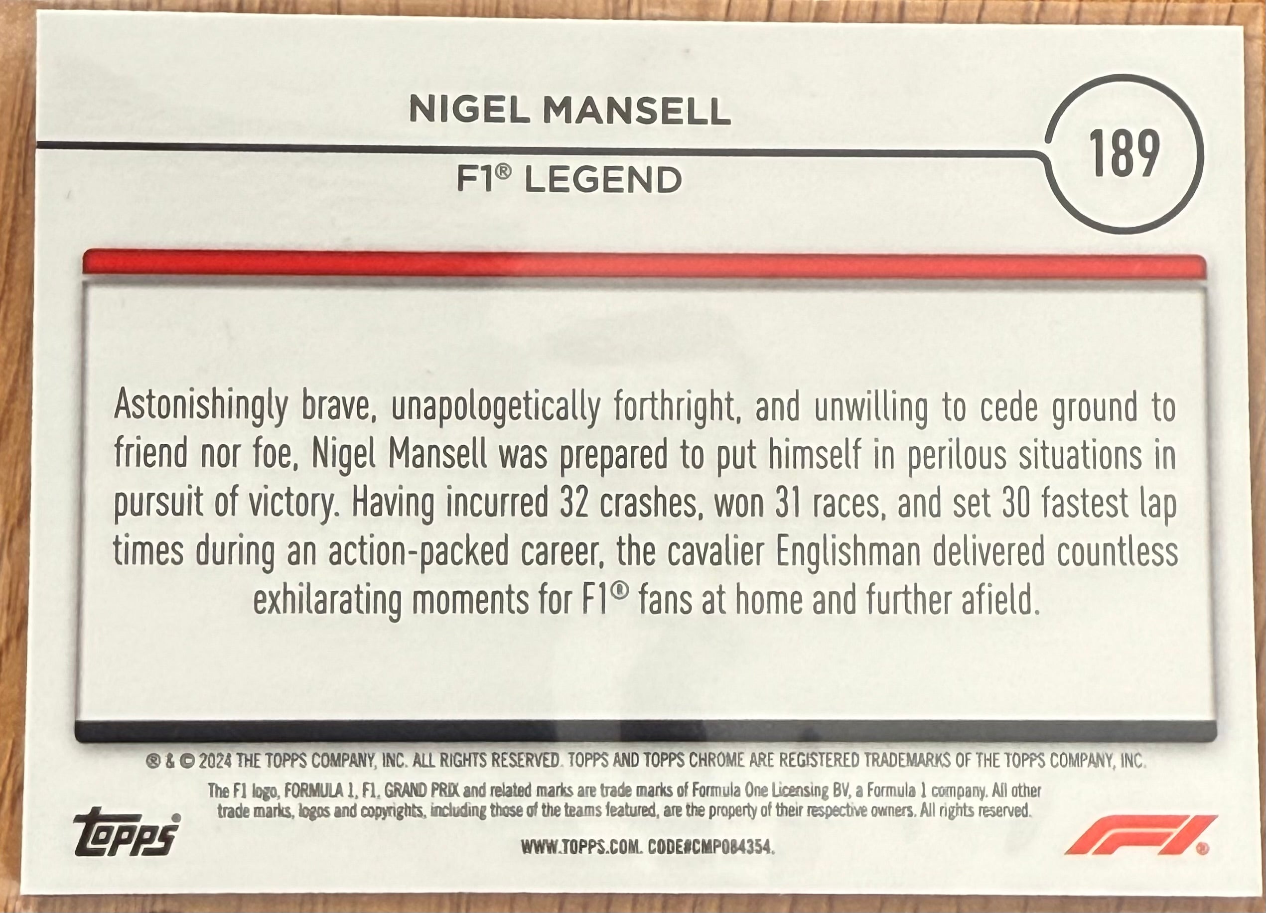 Topps Chrome F1 Legends #189 – Nigel Mansell (2024)