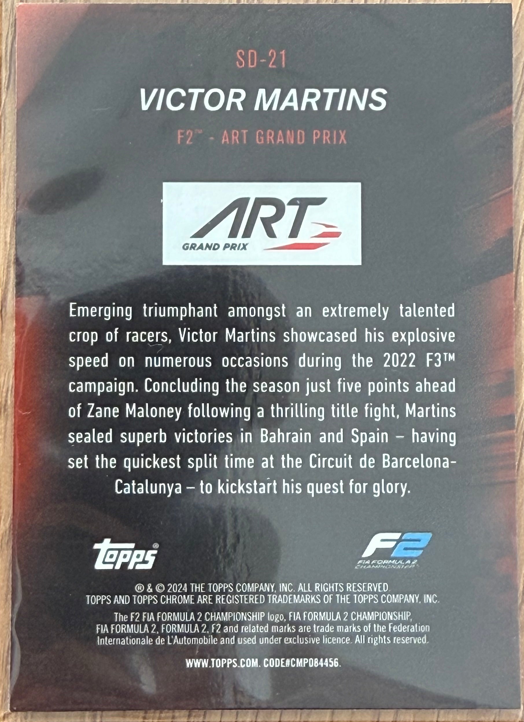 Topps Chrome F1 2024 – SD-21 Victor Martins – Speed Demons – F2 / ART Grand Prix