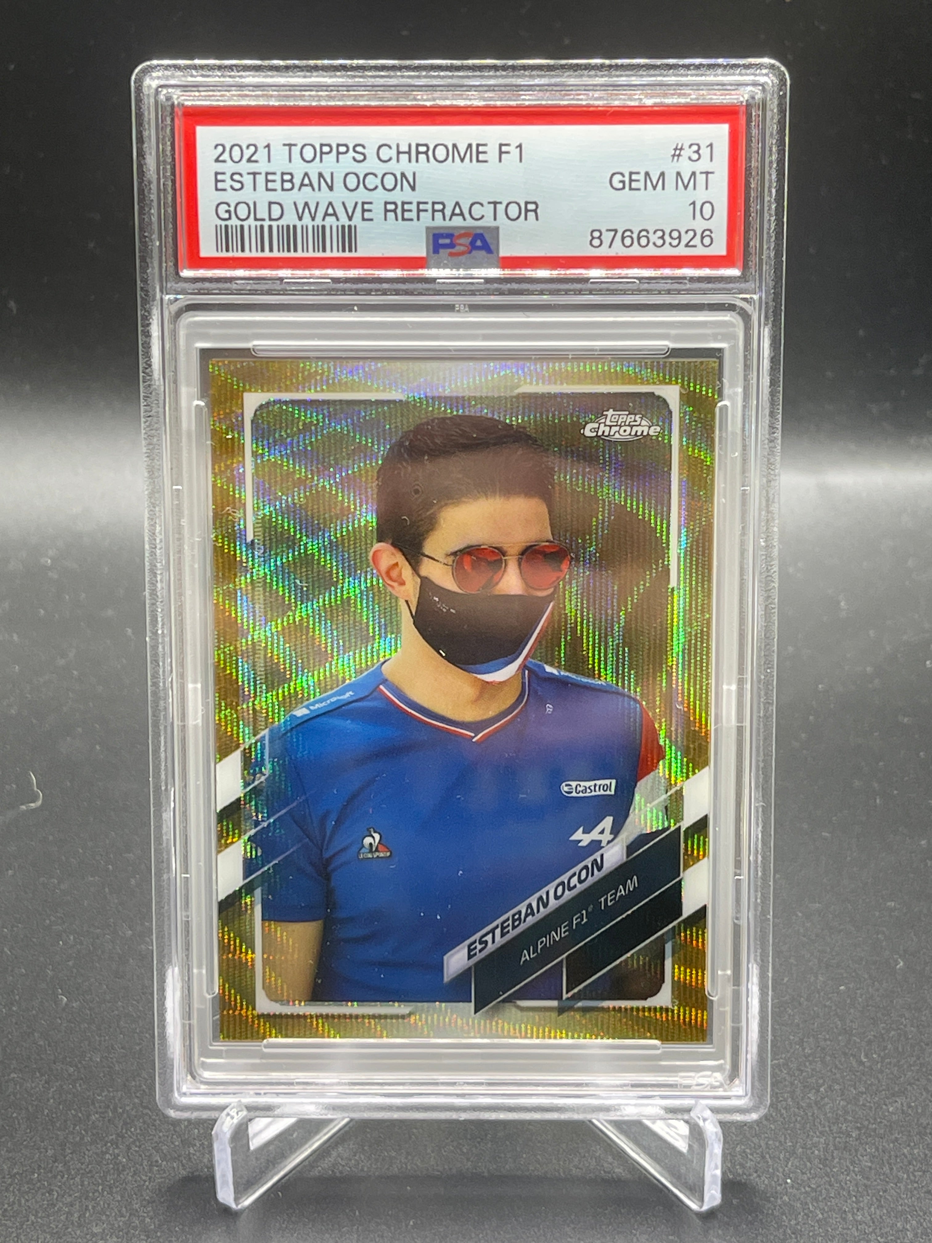 2021 Topps Chrome F1 Esteban Ocon #31 /50 Gold Wave Refractor Gem Mint 10 (87663926)