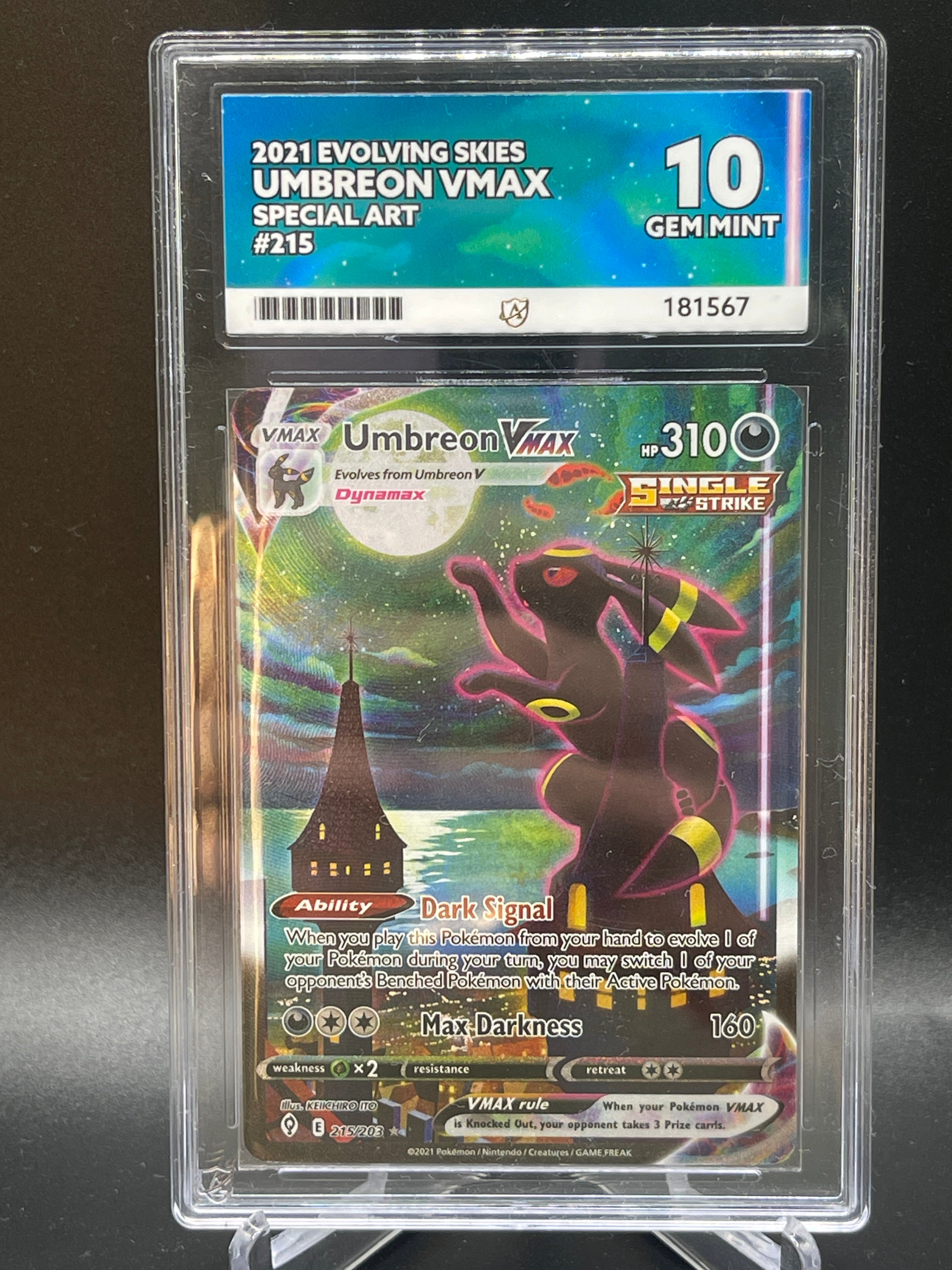 2021 Evolving Skiels Umbreon Vmax #215 Gem Mint 10 Ace (181567)