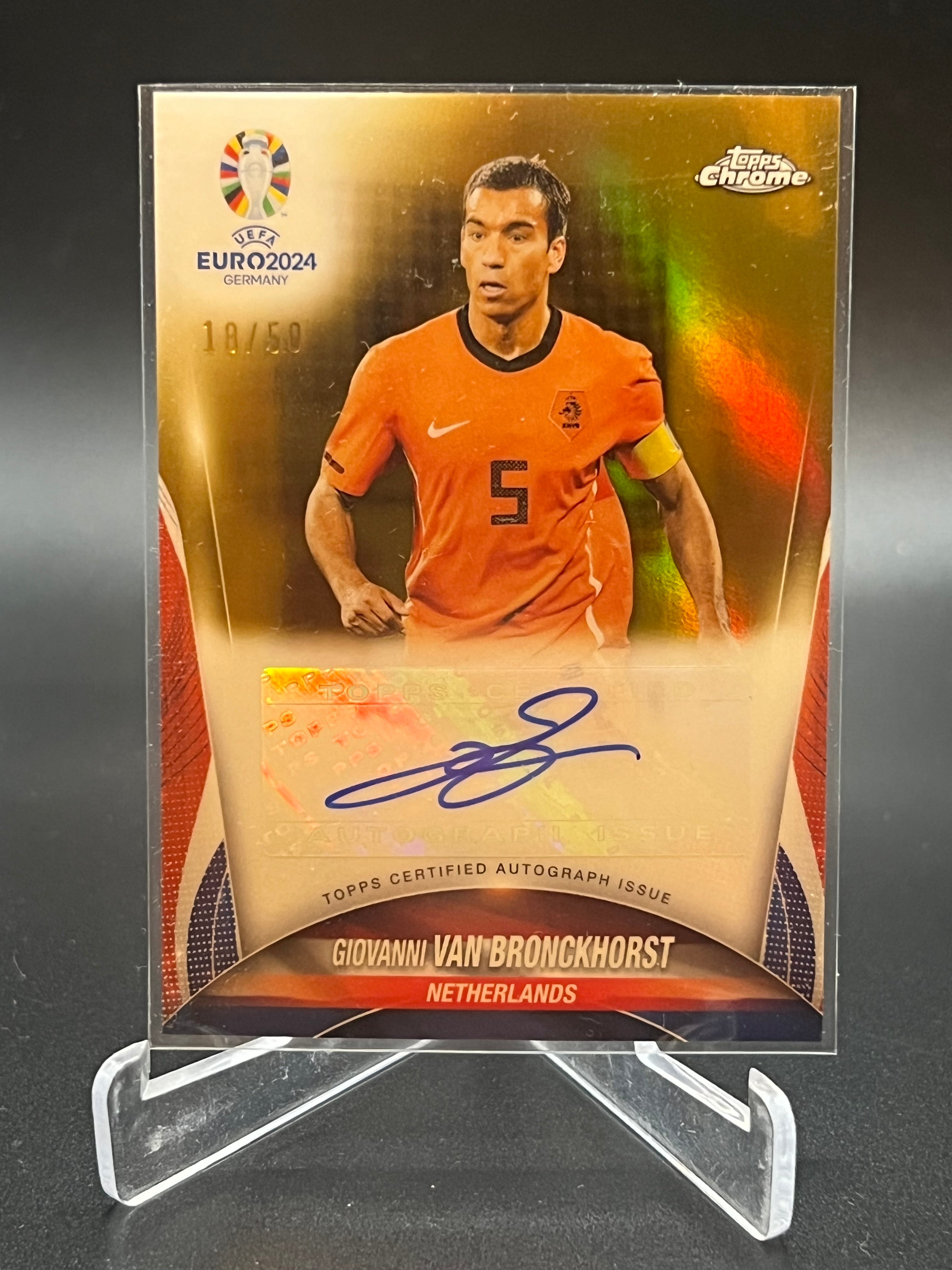 Giovanni Van Bronckhorst Auto /50 Topps Chrome UEFA Euro 2024